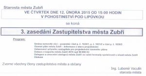 Pozvánka na 3. zasedání Zastupitelstva města Zubří