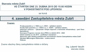 Pozvanka na 4. zastupitelstvo 2015