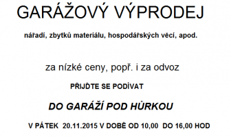Garážový výprodej Pod Hůrkou
