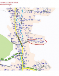 Mapa vypnutí proudu trakotrka