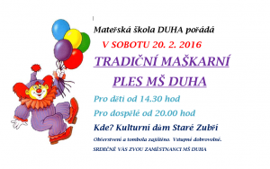 Maškarní ples MŠ Duha 2016