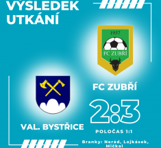 Fotbal: Val. Bystřice – FC Zubří – 2:3 (1:1)