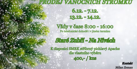 Prodej Vánočních stromečků – Staré Zubří – Na Nivách
